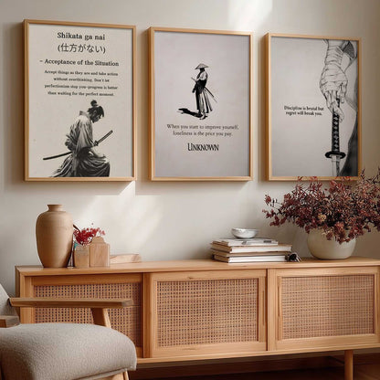Japanese Samurai Motivational Wall Art Paintings for Living Room Bedroom