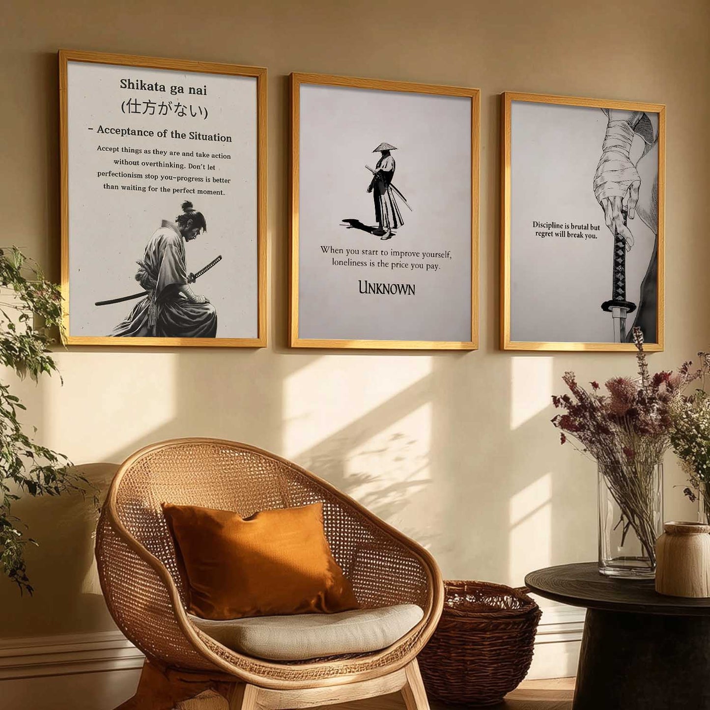 Japanese Samurai Motivational Wall Art Paintings for Living Room Bedroom