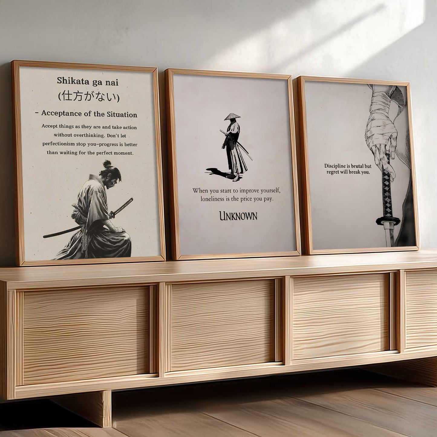 Japanese Samurai Motivational Wall Art Paintings for Living Room Bedroom