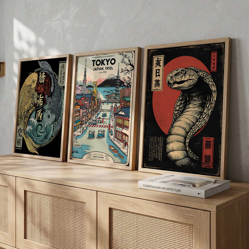Aesthetic Japanese Nature and City View Wall Art Paintings for Living Room Bedroom