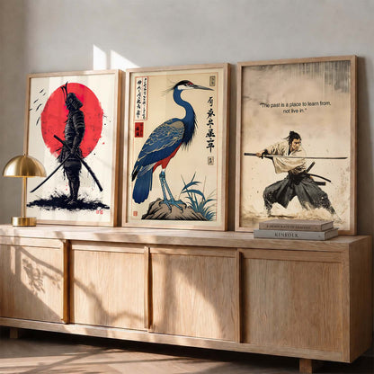 Japanese Samurai Motivational  Wall Art Paintings for Living Room Bedroom