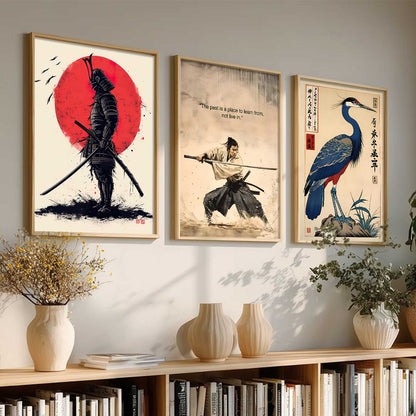 Japanese Samurai Motivational  Wall Art Paintings for Living Room Bedroom