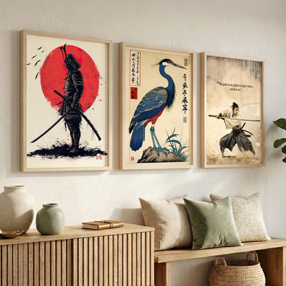 Japanese Samurai Motivational  Wall Art Paintings for Living Room Bedroom