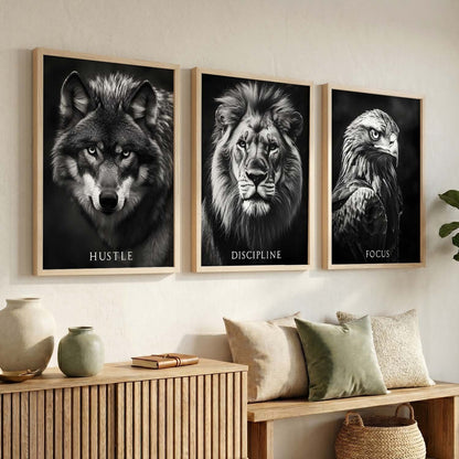 Fitness Workout Bodybuilding Motivational Quotes Wall Art Set of 3 Framed Prints for Home Gym