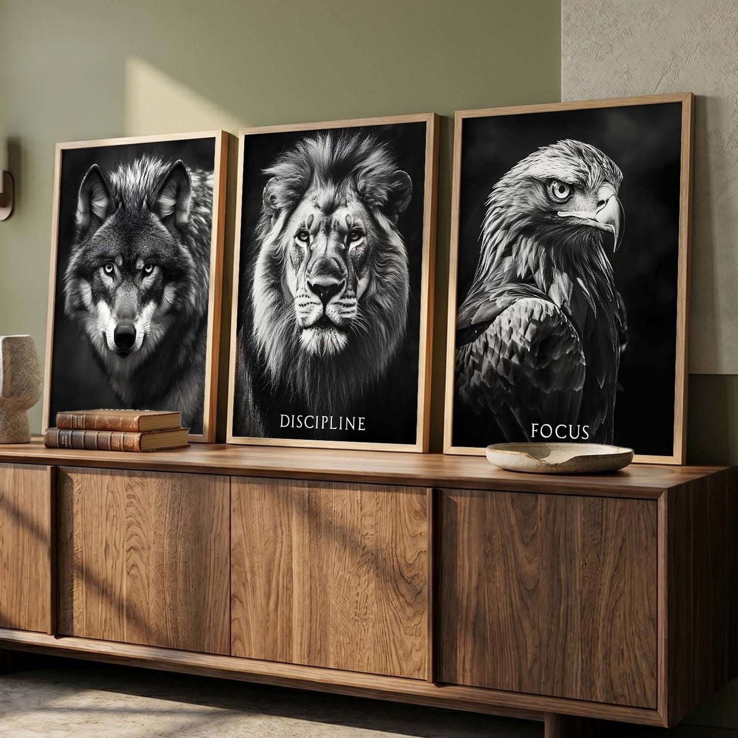 Fitness Workout Bodybuilding Motivational Quotes Wall Art Set of 3 Framed Prints for Home Gym