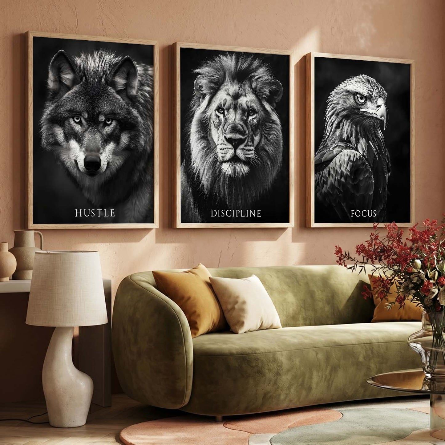 Fitness Workout Bodybuilding Motivational Quotes Wall Art Set of 3 Framed Prints for Home Gym