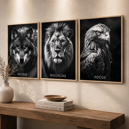 Fitness Workout Bodybuilding Motivational Quotes Wall Art Set of 3 Framed Prints for Home Gym