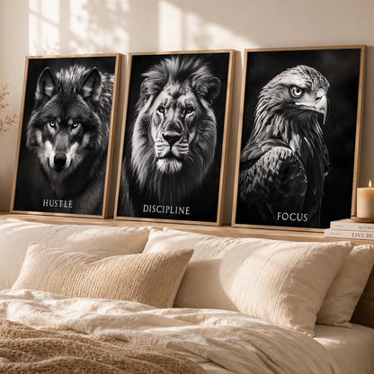 Fitness Workout Bodybuilding Motivational Quotes Wall Art Set of 3 Framed Prints for Home Gym