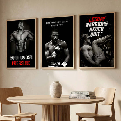 Aesthetic Fitness Workout Gym Motivational Quotes Wall Art Set of 3 Framed Prints
