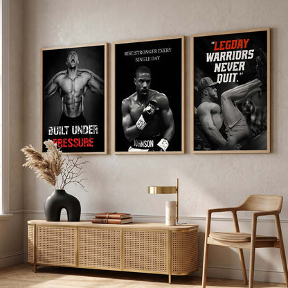 Aesthetic Fitness Workout Gym Motivational Quotes Wall Art Set of 3 Framed Prints