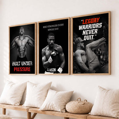 Aesthetic Fitness Workout Gym Motivational Quotes Wall Art Set of 3 Framed Prints