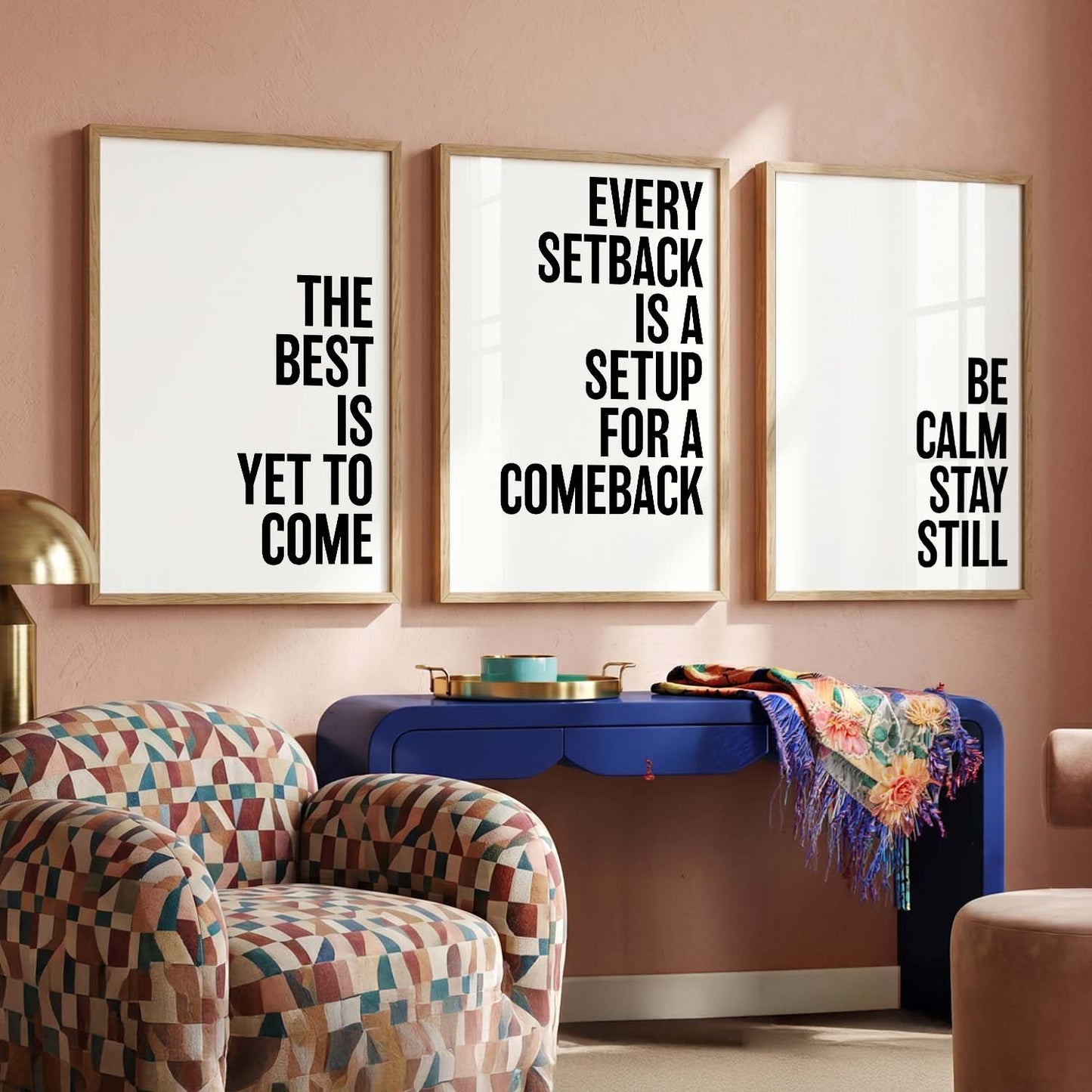 Aesthetic Bodybuilding Gym Motivational Quotes Wall Art Set of 3 Framed Prints for Home Gym