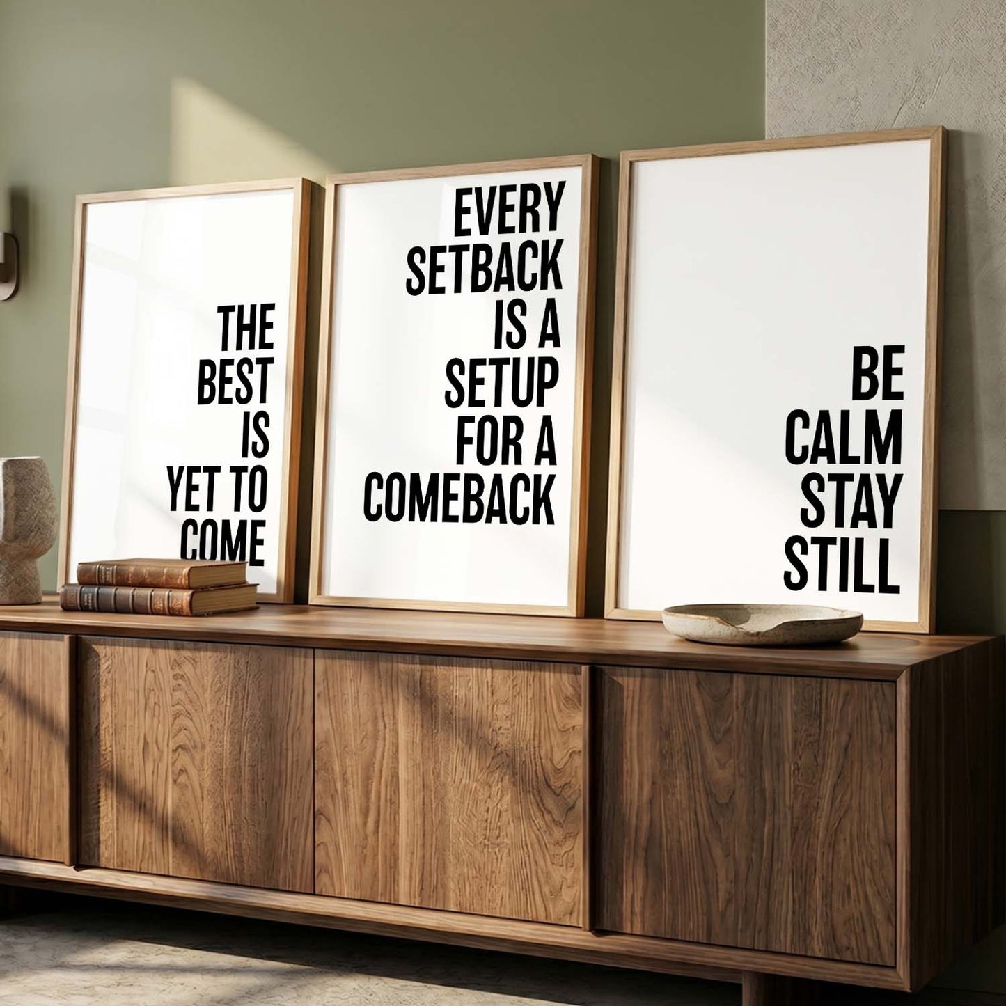 Aesthetic Bodybuilding Gym Motivational Quotes Wall Art Set of 3 Framed Prints for Home Gym