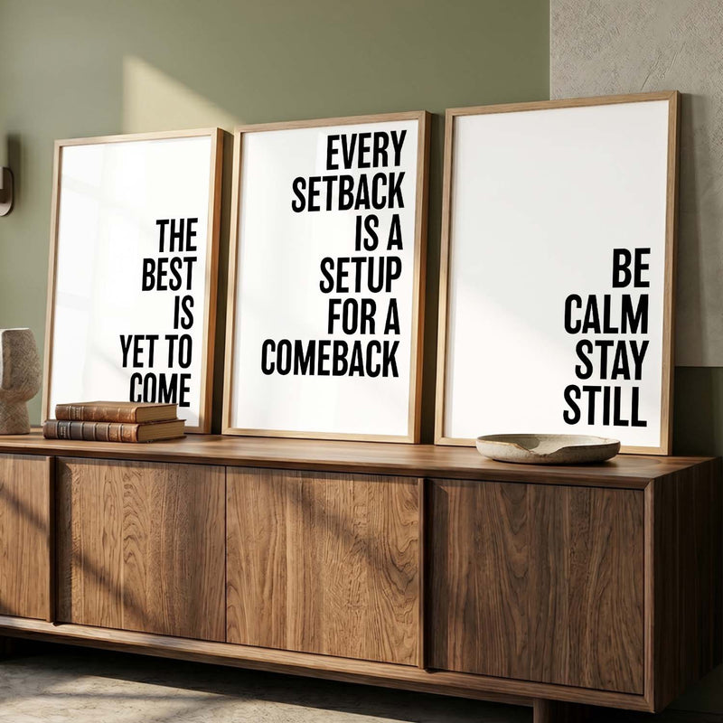 Aesthetic Bodybuilding Gym Motivational Quotes Wall Art Set of 3 Framed Prints for Home Gym