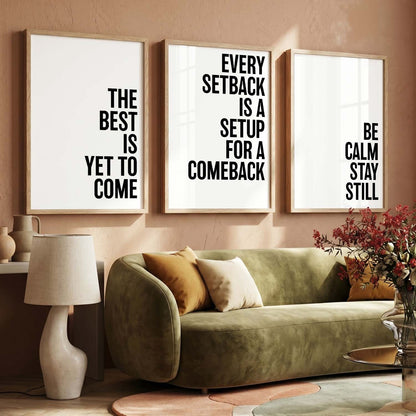 Aesthetic Bodybuilding Gym Motivational Quotes Wall Art Set of 3 Framed Prints for Home Gym
