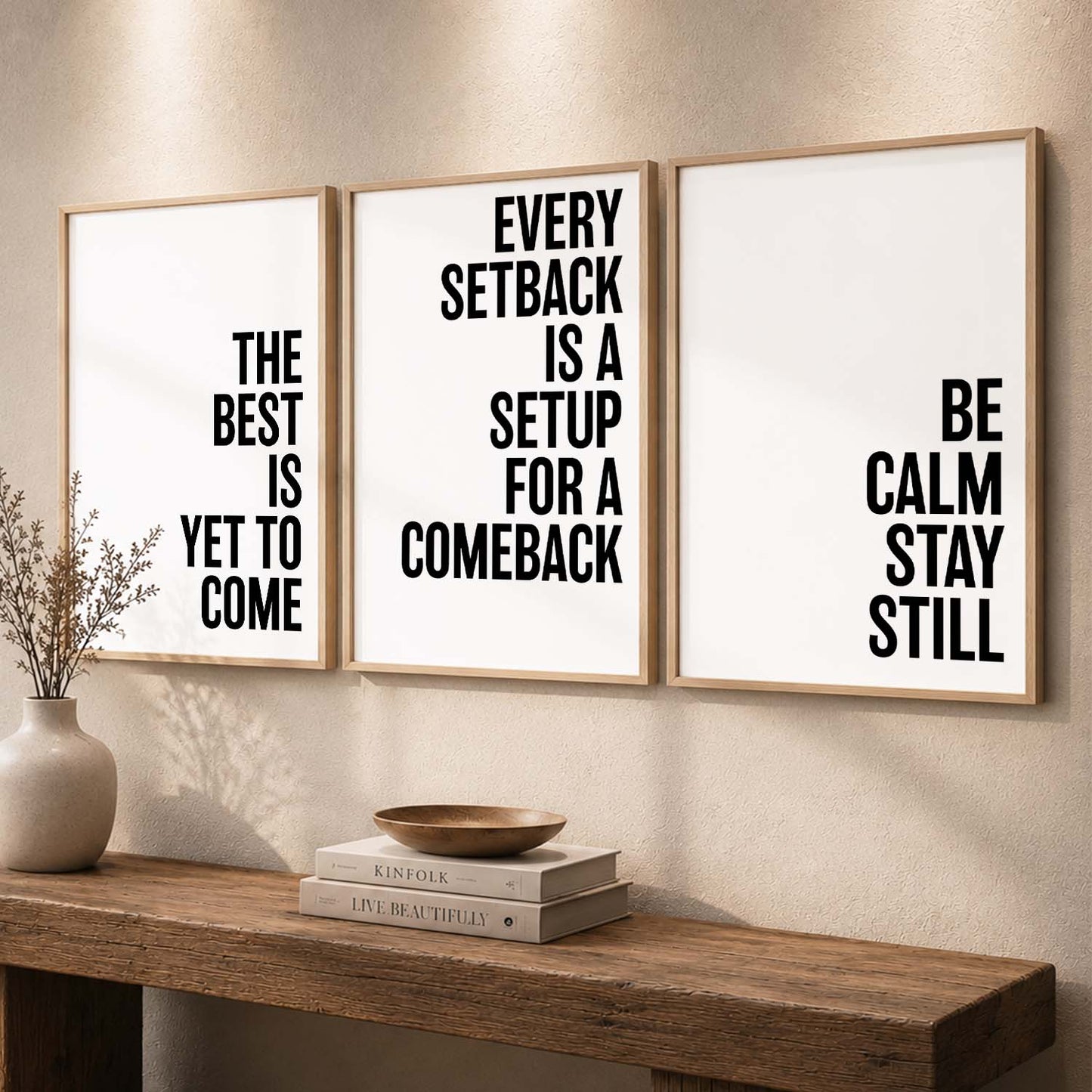 Aesthetic Bodybuilding Gym Motivational Quotes Wall Art Set of 3 Framed Prints for Home Gym