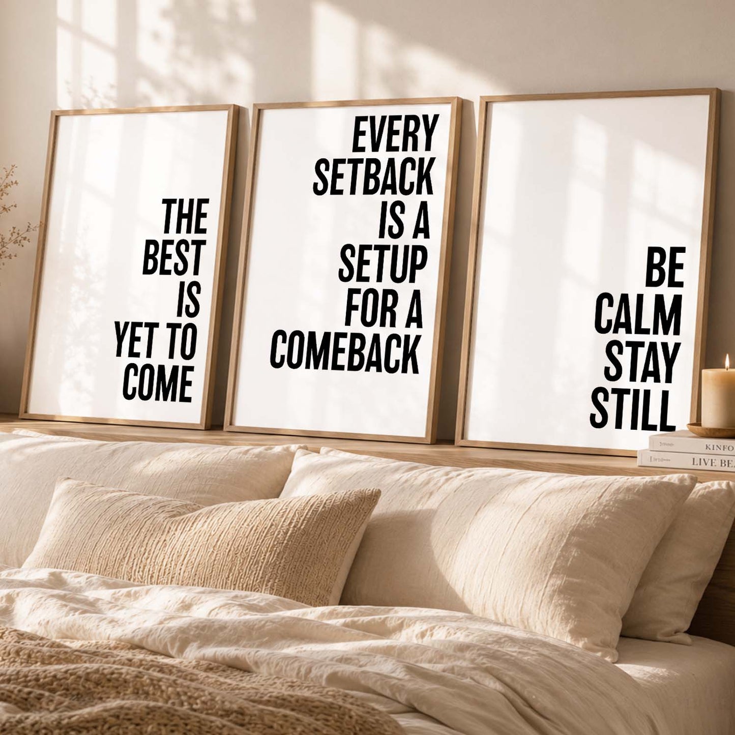 Aesthetic Bodybuilding Gym Motivational Quotes Wall Art Set of 3 Framed Prints for Home Gym