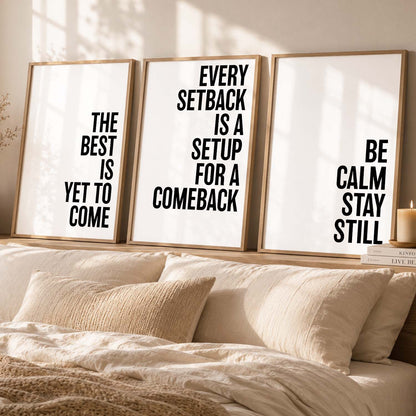 Aesthetic Bodybuilding Gym Motivational Quotes Wall Art Set of 3 Framed Prints for Home Gym