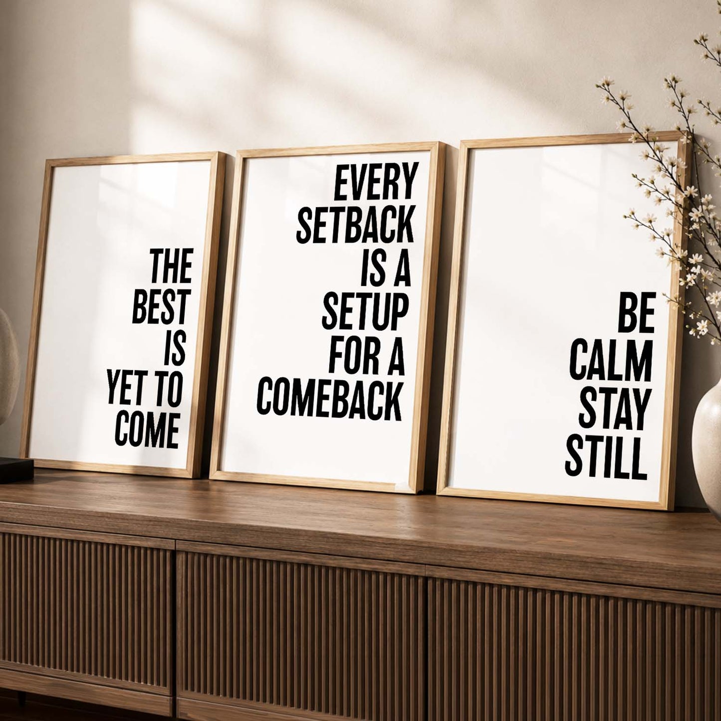 Aesthetic Bodybuilding Gym Motivational Quotes Wall Art Set of 3 Framed Prints for Home Gym