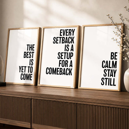 Aesthetic Bodybuilding Gym Motivational Quotes Wall Art Set of 3 Framed Prints for Home Gym