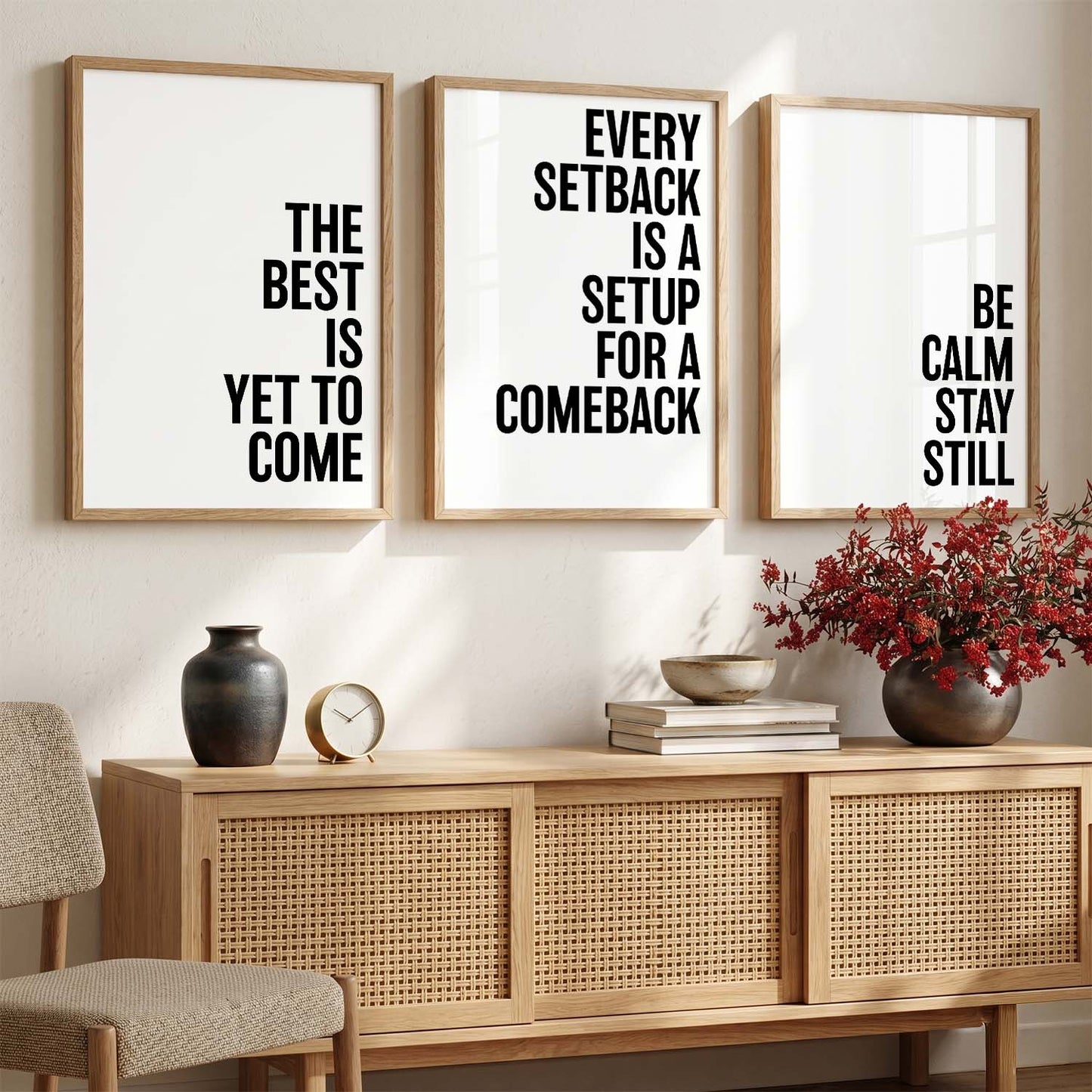 Aesthetic Bodybuilding Gym Motivational Quotes Wall Art Set of 3 Framed Prints for Home Gym