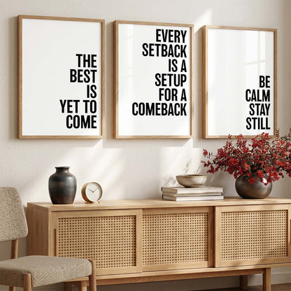 Aesthetic Bodybuilding Gym Motivational Quotes Wall Art Set of 3 Framed Prints for Home Gym