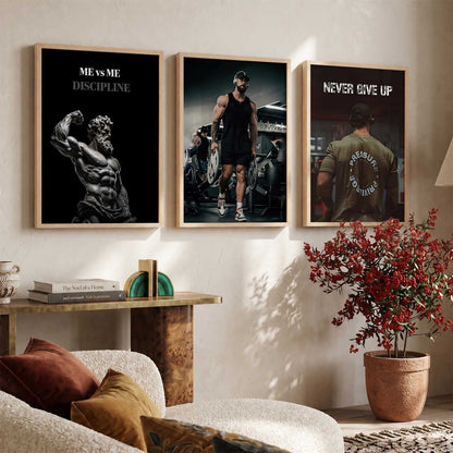 Goal Setting Bodybuilding Gym Motivational Quotes Wall Art Set of 3 Framed Prints