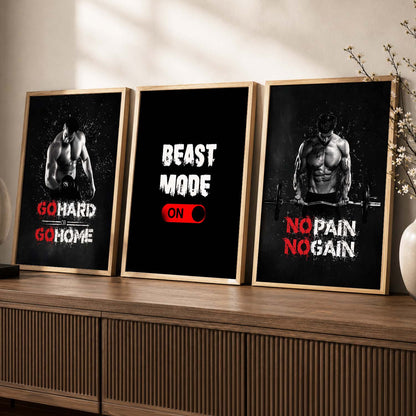 Modern Typography Motivational Quotes Wall Art Set of 3 Framed Prints for Training Room