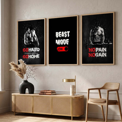 Modern Typography Motivational Quotes Wall Art Set of 3 Framed Prints for Training Room