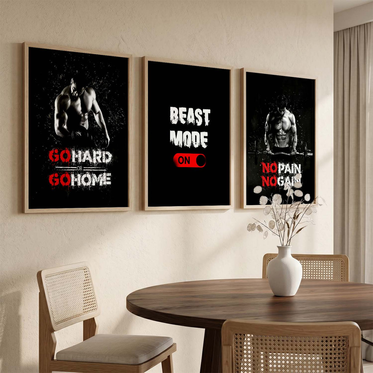 Modern Typography Motivational Quotes Wall Art Set of 3 Framed Prints for Training Room