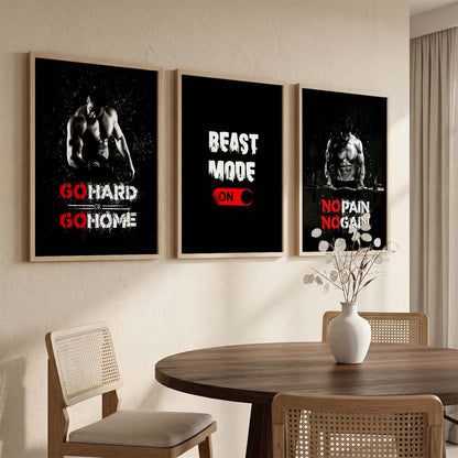 Modern Typography Motivational Quotes Wall Art Set of 3 Framed Prints for Training Room