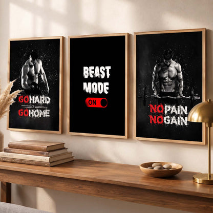 Modern Typography Motivational Quotes Wall Art Set of 3 Framed Prints for Training Room