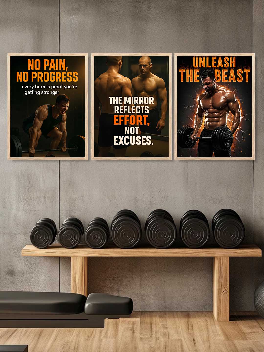 Bodybuilding Motivational Gym Wall Art Paintings for Living Room Bedroom