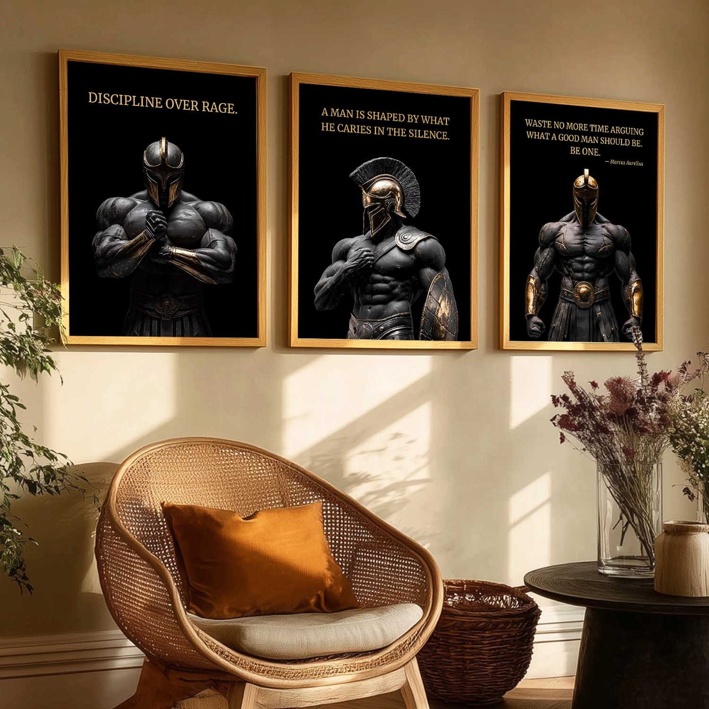 Spartan Warrior Motivational Wall Art Paintings for Living Room Bedroom