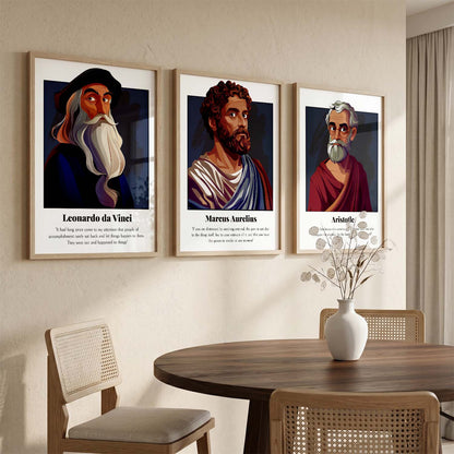 Marcus Aurelius Motivational Quotes Wall Art Set of 3 Framed Prints for Entryway