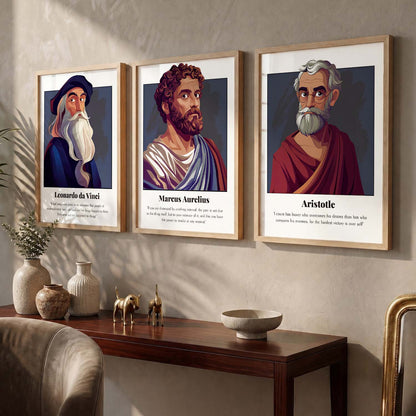 Marcus Aurelius Motivational Quotes Wall Art Set of 3 Framed Prints for Entryway