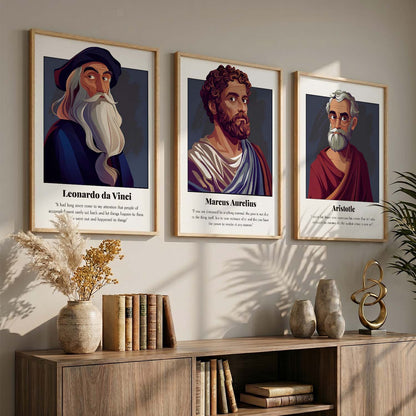 Marcus Aurelius Motivational Quotes Wall Art Set of 3 Framed Prints for Entryway