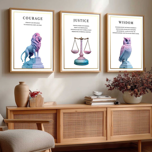 Cardinal Virtues Motivational  Wall Art Paintings for Living Room Bedroom