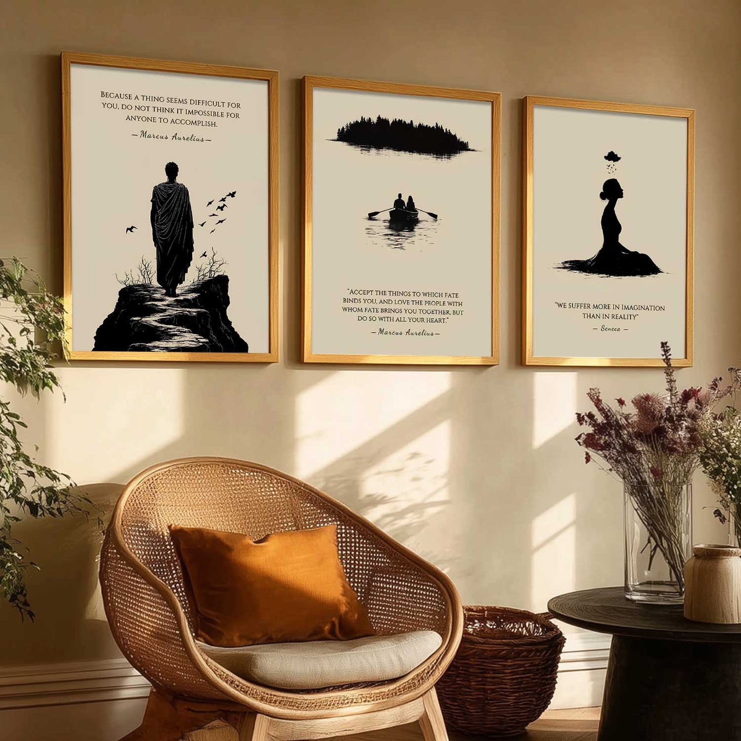 Marcus Aurelius Philosophy Motivational  Wall Art Paintings for Living Room Bedroom