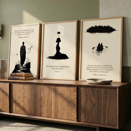 Marcus Aurelius Motivational Quotes Wall Art Set of 3 Framed Prints for Living Room