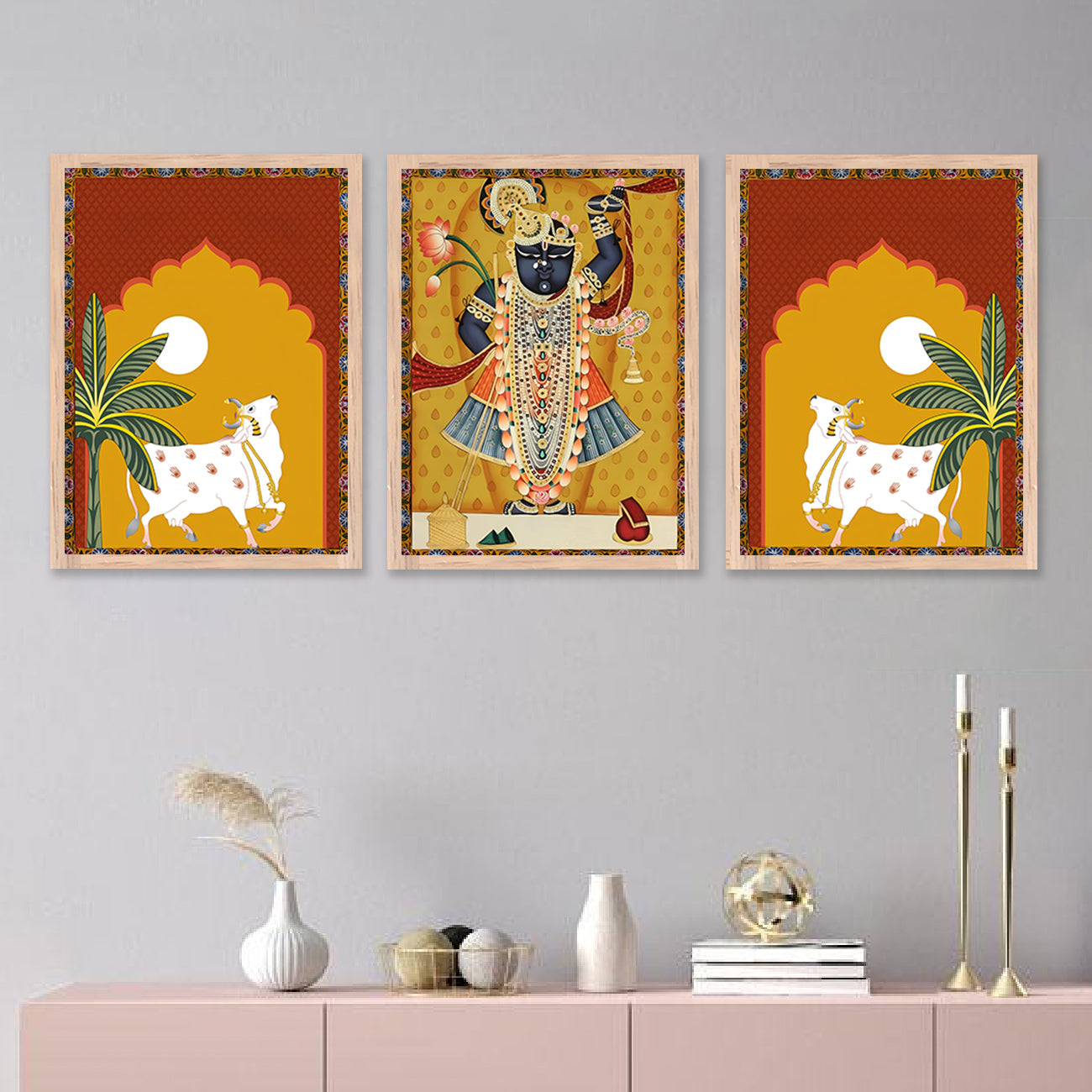 Classic Traditional Shrinath Ji Painting : Pichwai & Madhubani Framed Art-Kotart