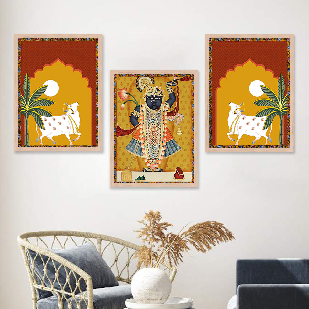 Classic Traditional Shrinath Ji Painting : Pichwai & Madhubani Framed Art-Kotart