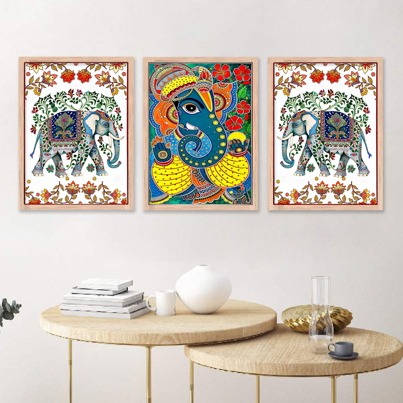 Traditional Ganesha Painting : Pichwai & Madhubani Framed Art-Kotart