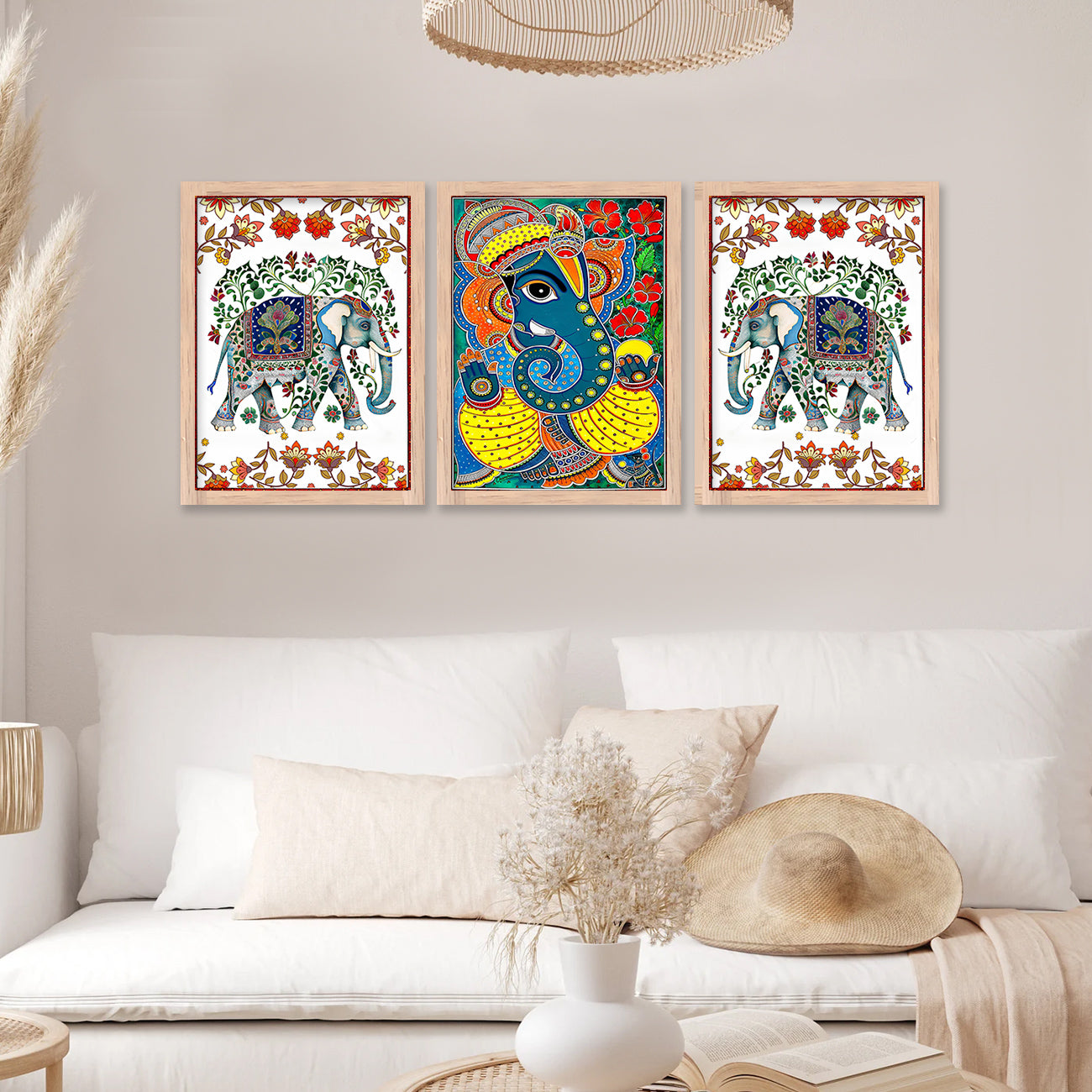 Traditional Ganesha Painting : Pichwai & Madhubani Framed Art-Kotart