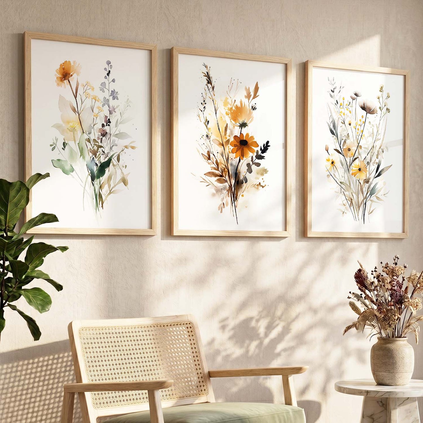Floral Art Sunset Print for Living Room Bedroom Home and Office Wall Decor