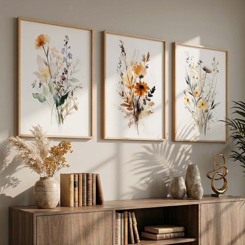 Floral Art Sunset Print for Living Room Bedroom Home and Office Wall Decor