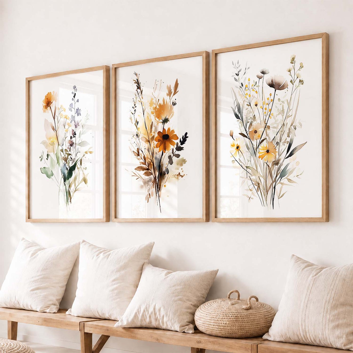 Floral Art Sunset Print for Living Room Bedroom Home and Office Wall Decor