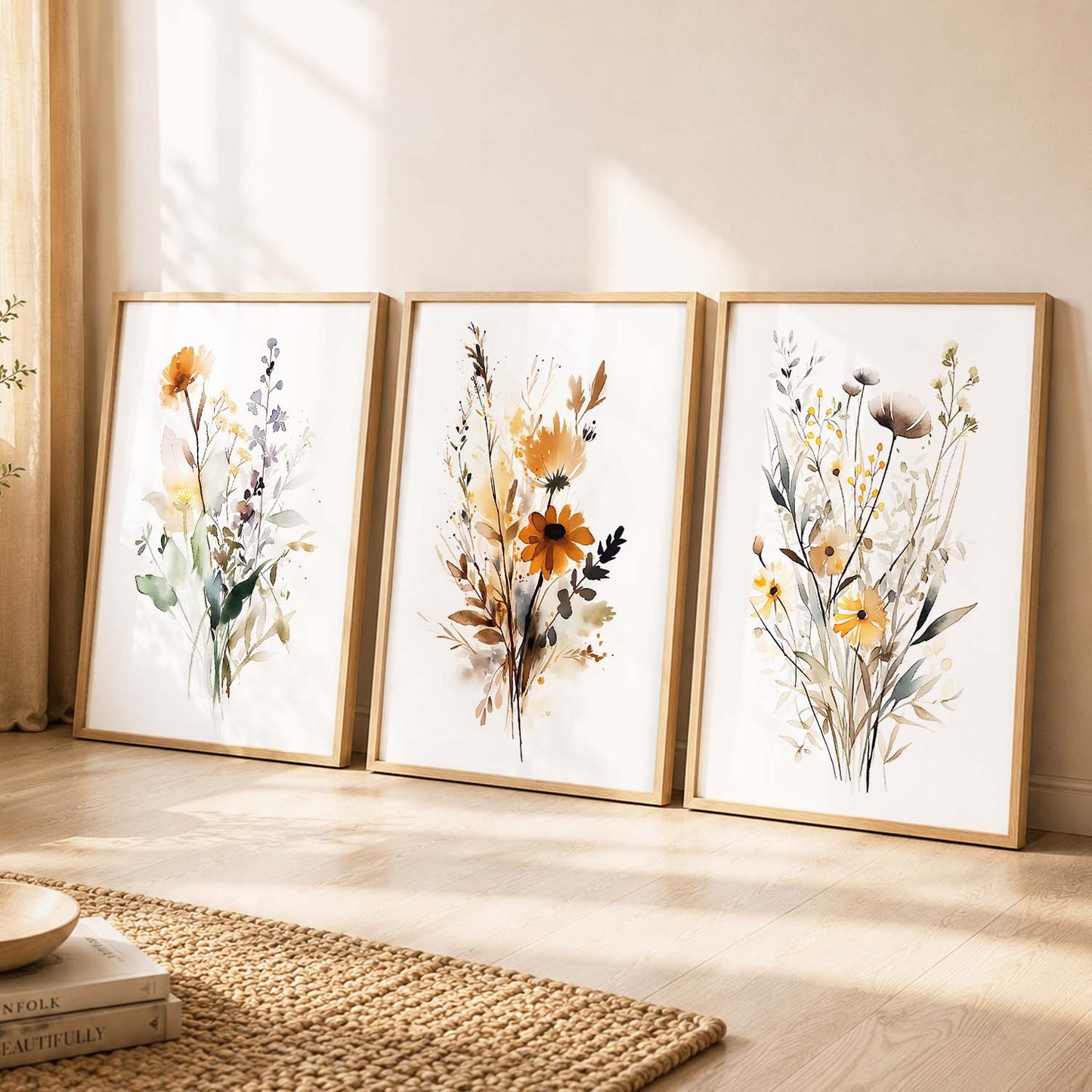 Floral Art Sunset Print for Living Room Bedroom Home and Office Wall Decor