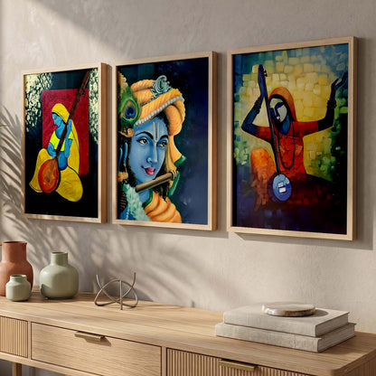 Beautiful Meera and Krishna Art Print for Wall Decor