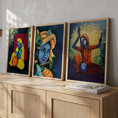 Beautiful Meera and Krishna Art Print for Wall Decor